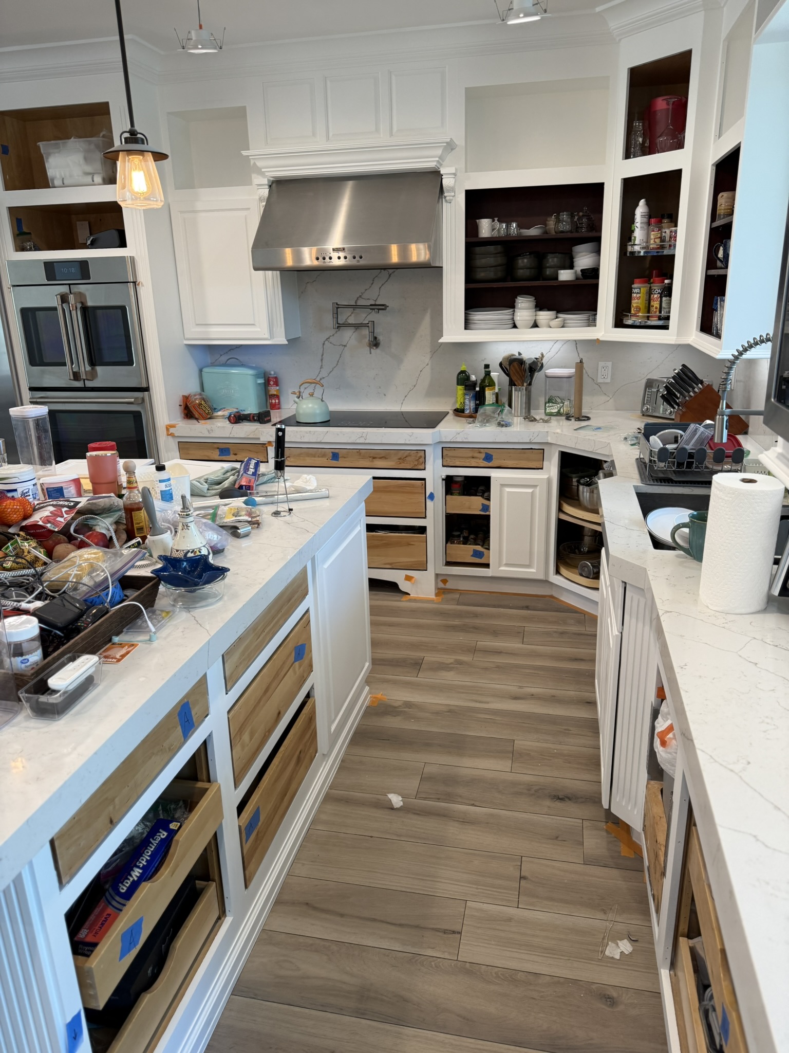 Cabinet refinishing progress
