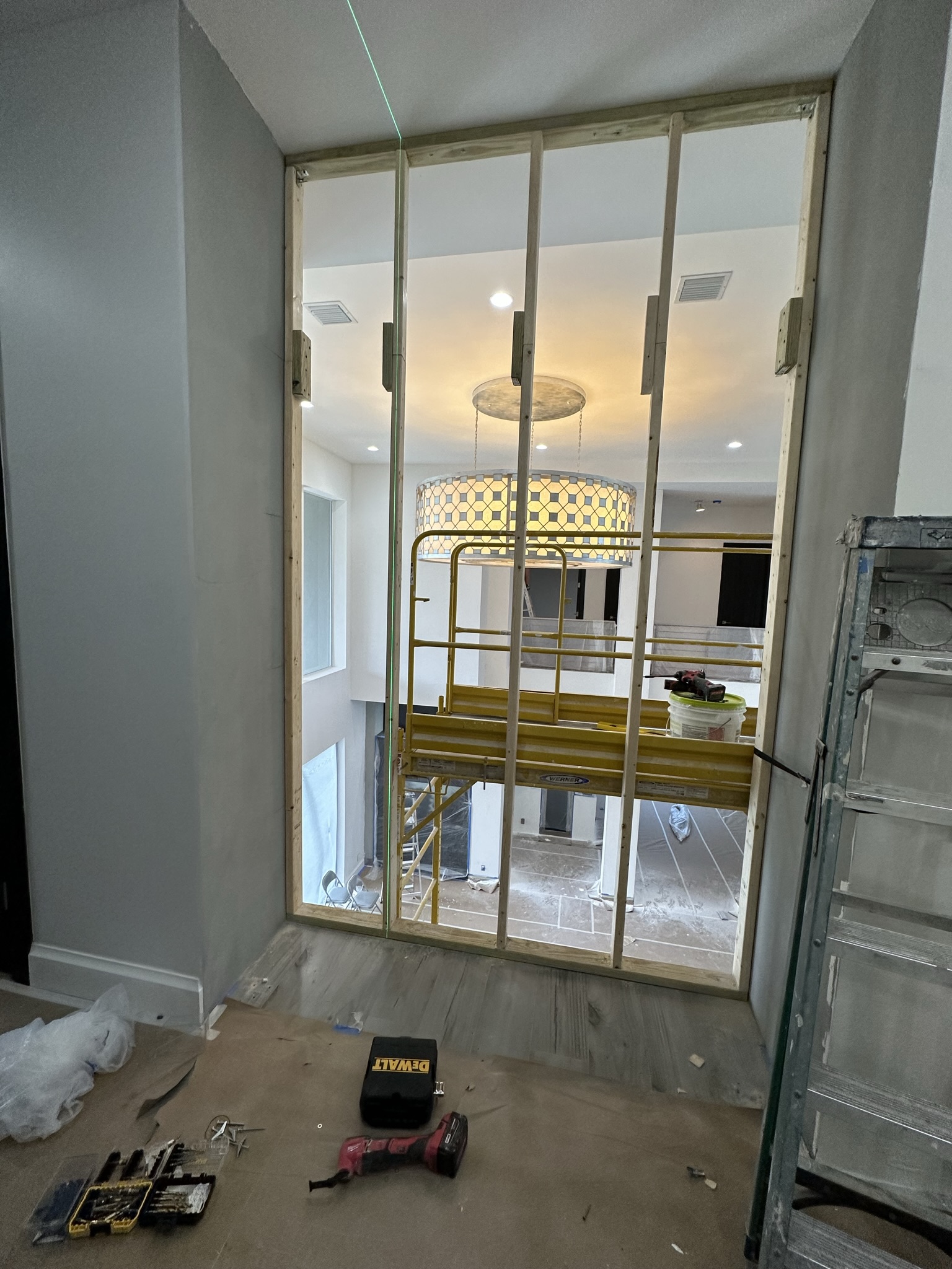 Drywall framing close view